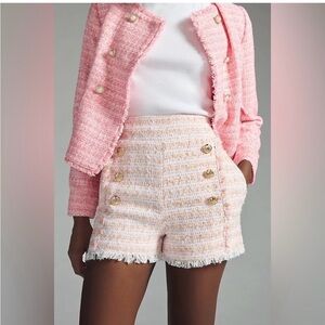 Walter Baker Pink Tweed High Waist Shorts